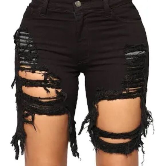 MOSSIMO 34 Unisex Stretchy Distressed High Rise Relaxed Shorts - Picture 1 of 9